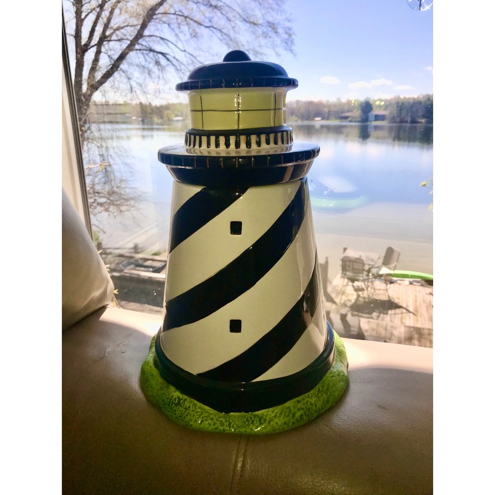 Warren Kimble Sakura Coastal Breeze Lighthouse Cookie Jar Ceramic Vintage 1998